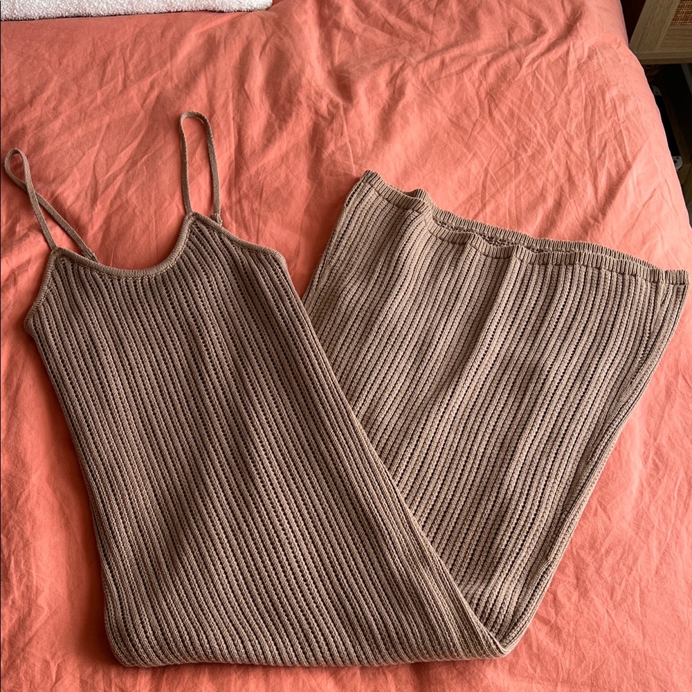 Crochet Brown Tan Maxi Dress